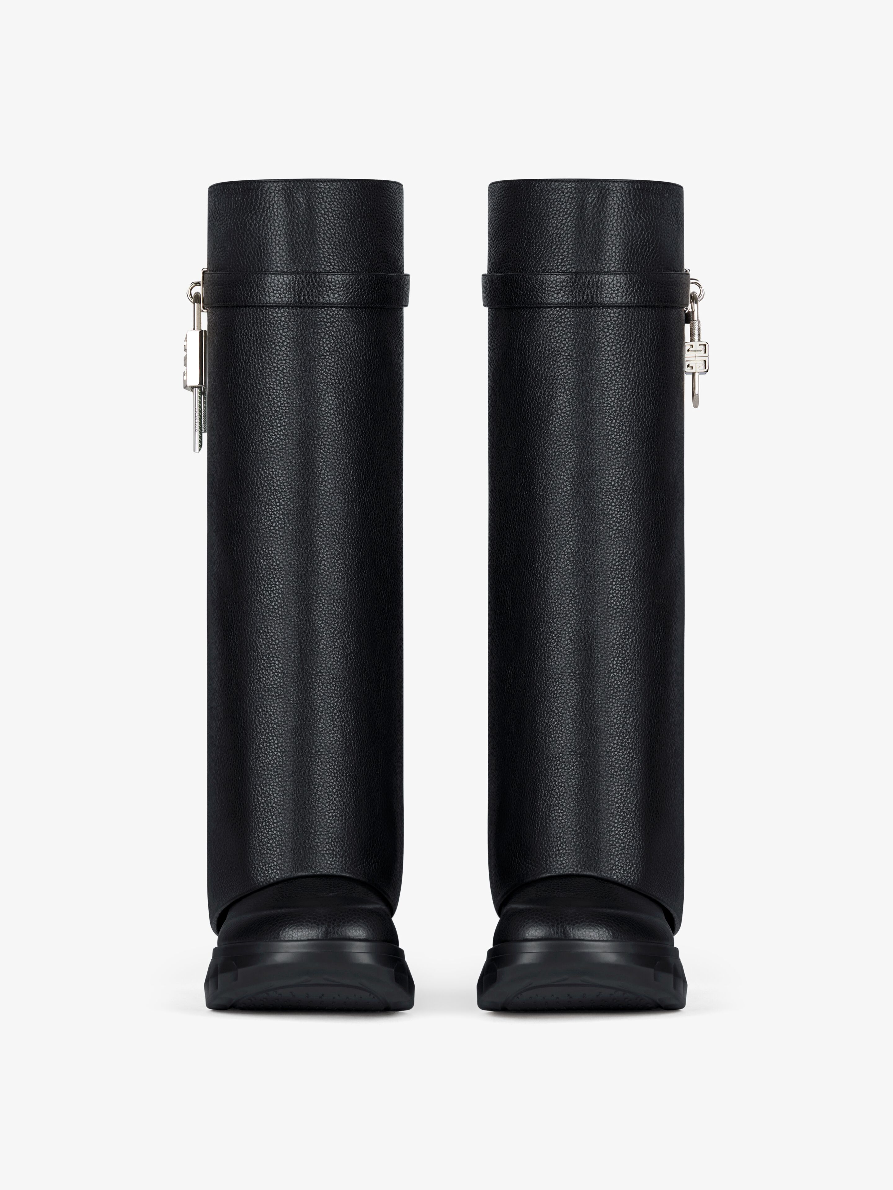 Shark Lock Biker boots in grained leather